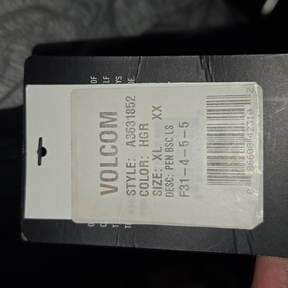 NWT Men's Volcom XL L/S Baseball T-Shirt. Black and Heather Grey - Picture 3 of 6